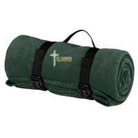 Fleece Blanket with Strap, SJMV_White/Yellow